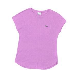 Columbia Women's Purple Cotton Blend Blouse Size S Short Sleeve Crew Neck